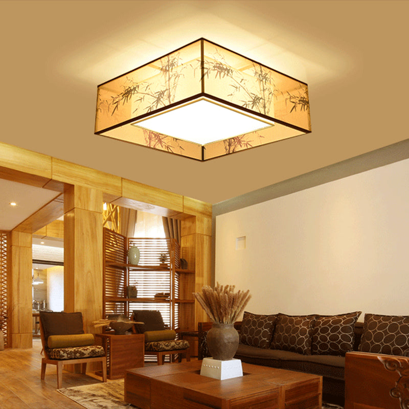 Stampato Tessuto Shade Flush Montaggio Country Style Camera Soffitta Flush Light con Acrylic Diffuser