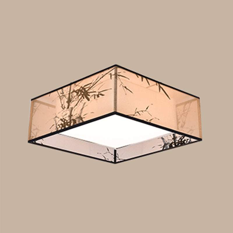 Stampato Tessuto Shade Flush Montaggio Country Style Camera Soffitta Flush Light con Acrylic Diffuser