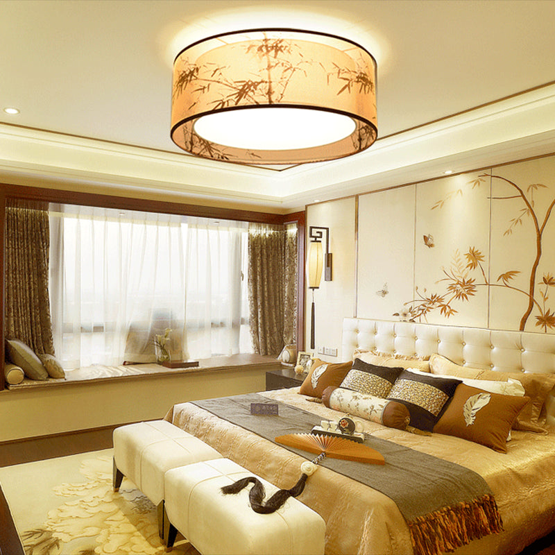 Stampato Tessuto Shade Flush Montaggio Country Style Camera Soffitta Flush Light con Acrylic Diffuser