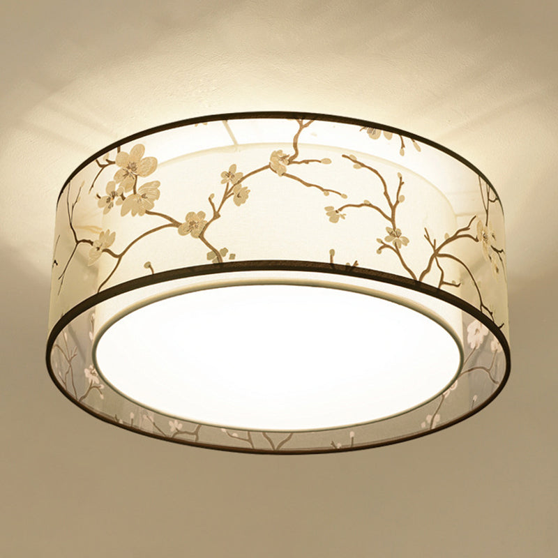 Stampato Tessuto Shade Flush Montaggio Country Style Camera Soffitta Flush Light con Acrylic Diffuser