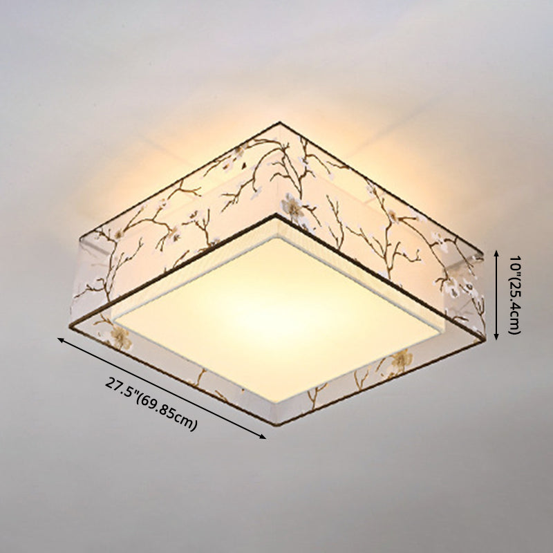 Stampato Tessuto Shade Flush Montaggio Country Style Camera Soffitta Flush Light con Acrylic Diffuser