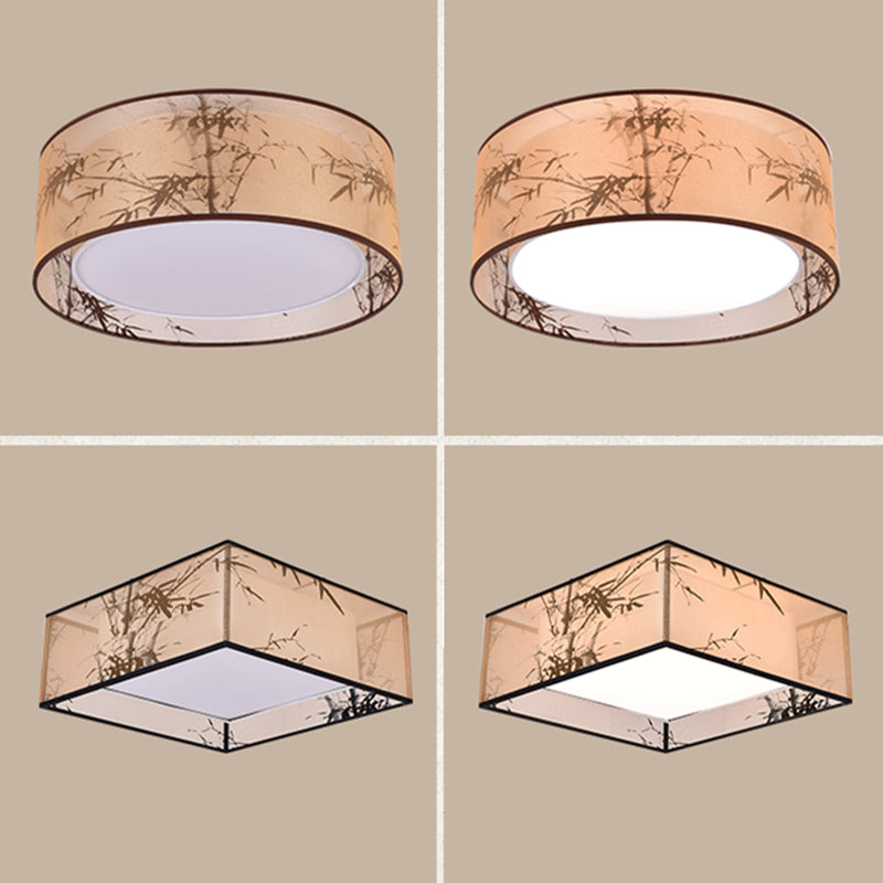Stampato Tessuto Shade Flush Montaggio Country Style Camera Soffitta Flush Light con Acrylic Diffuser