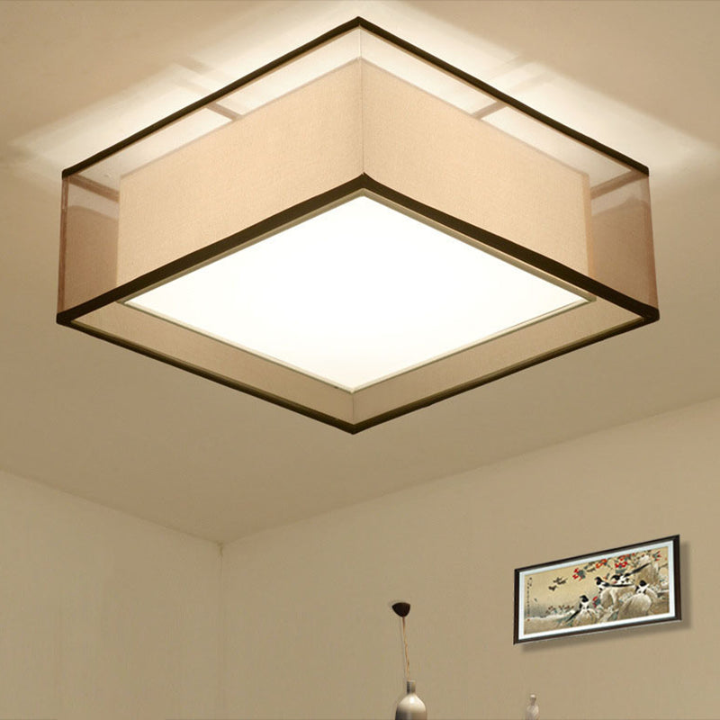 2-schermen stoffen plafondlamp rustieke woonkamer inbouwlamp in koffie