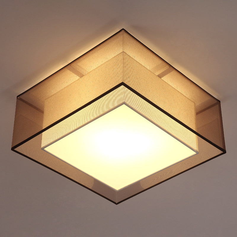 2-schermen stoffen plafondlamp rustieke woonkamer inbouwlamp in koffie