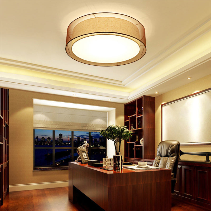 2-schermen stoffen plafondlamp rustieke woonkamer inbouwlamp in koffie