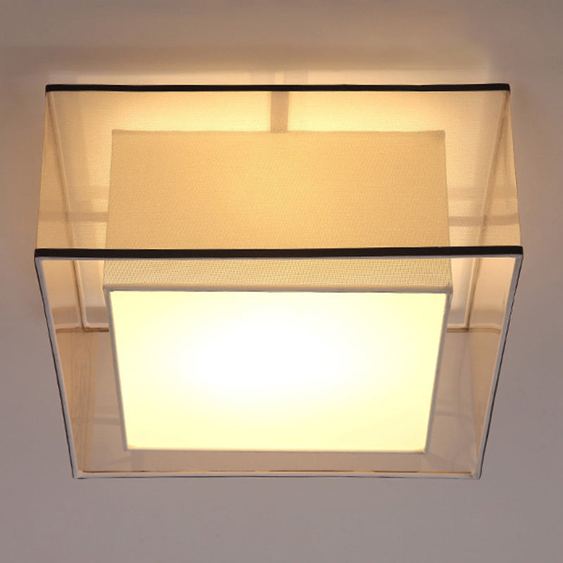 2-schermen stoffen plafondlamp rustieke woonkamer inbouwlamp in koffie