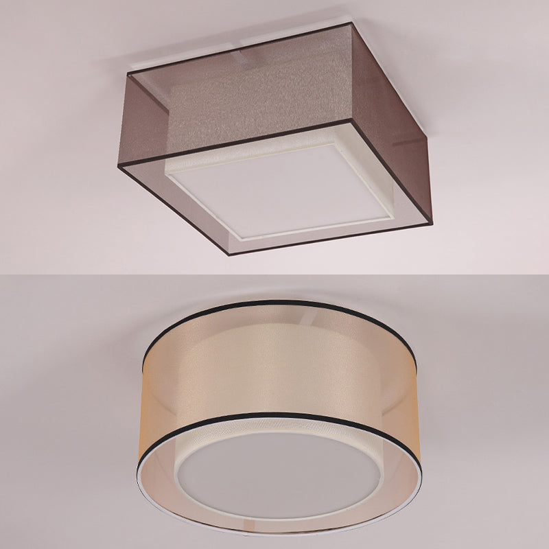 2-schermen stoffen plafondlamp rustieke woonkamer inbouwlamp in koffie