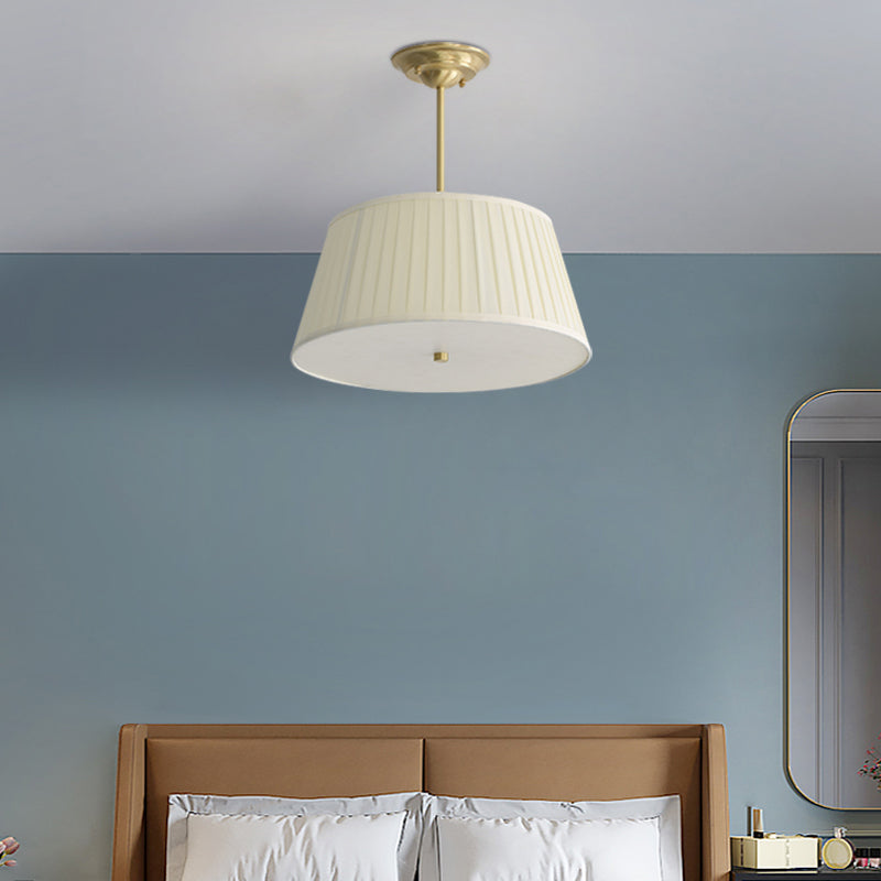 Geplooide Stof Tapered Drum Schaduw Plafond Lamp Minimalistische Eetkamer Semi-flush Licht