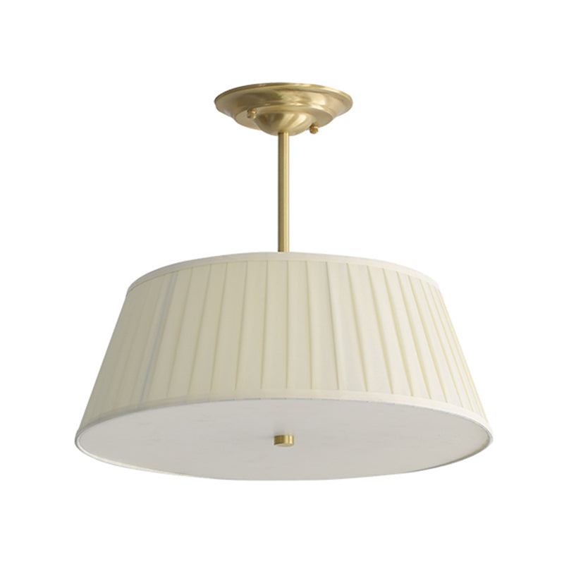 Geplooide Stof Tapered Drum Schaduw Plafond Lamp Minimalistische Eetkamer Semi-flush Licht