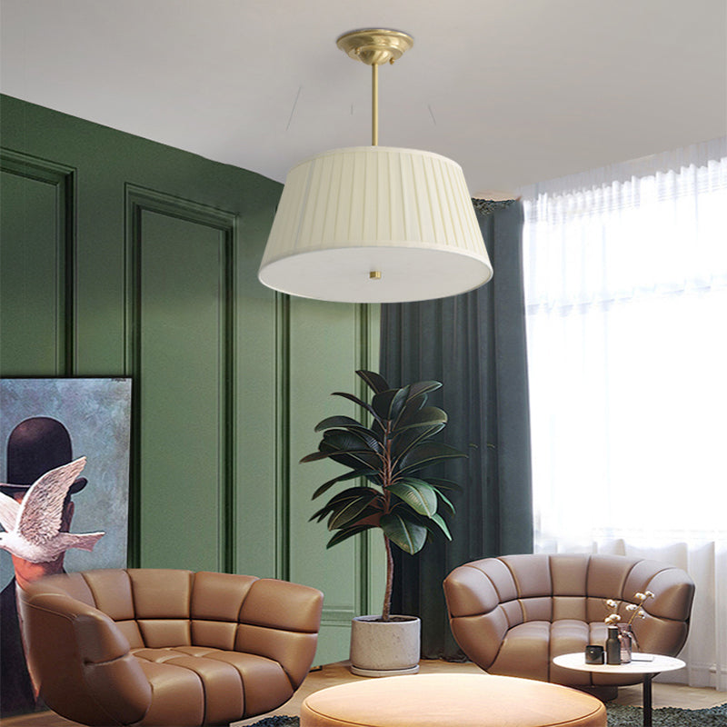 Geplooide Stof Tapered Drum Schaduw Plafond Lamp Minimalistische Eetkamer Semi-flush Licht