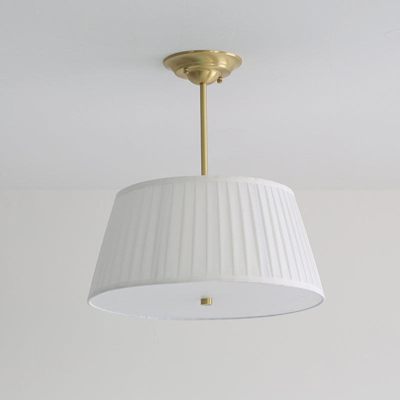 Geplooide Stof Tapered Drum Schaduw Plafond Lamp Minimalistische Eetkamer Semi-flush Licht
