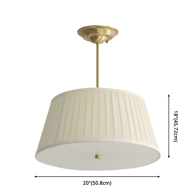Geplooide Stof Tapered Drum Schaduw Plafond Lamp Minimalistische Eetkamer Semi-flush Licht