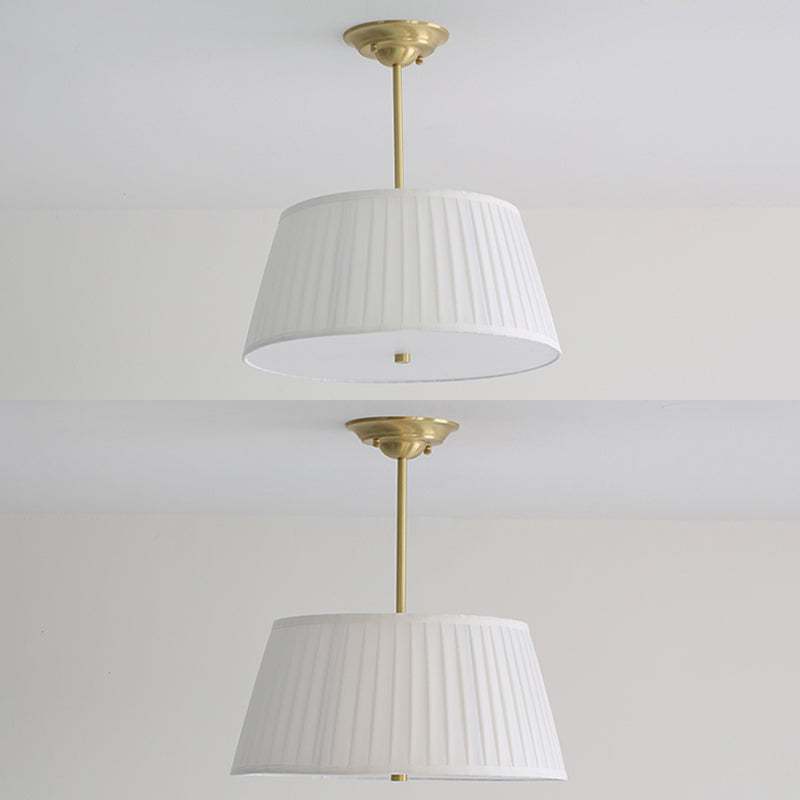 Geplooide Stof Tapered Drum Schaduw Plafond Lamp Minimalistische Eetkamer Semi-flush Licht