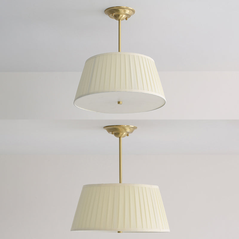 Geplooide Stof Tapered Drum Schaduw Plafond Lamp Minimalistische Eetkamer Semi-flush Licht