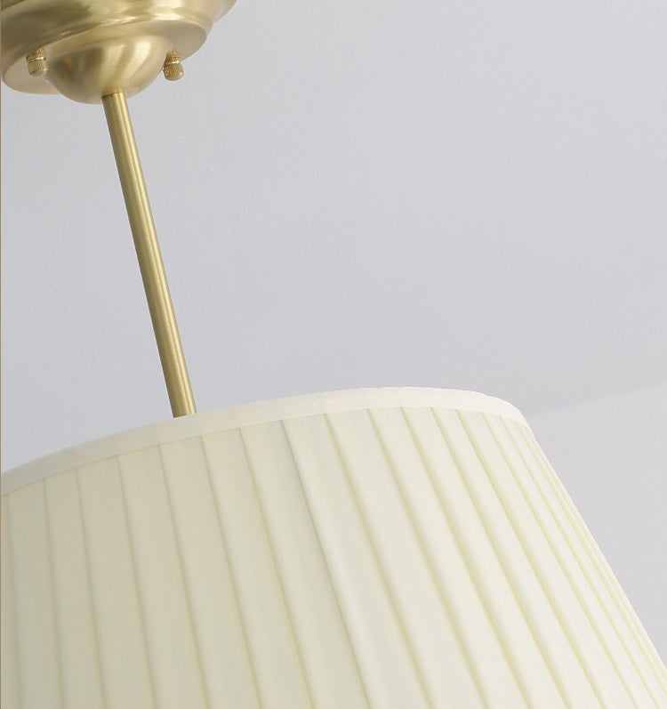 Geplooide Stof Tapered Drum Schaduw Plafond Lamp Minimalistische Eetkamer Semi-flush Licht