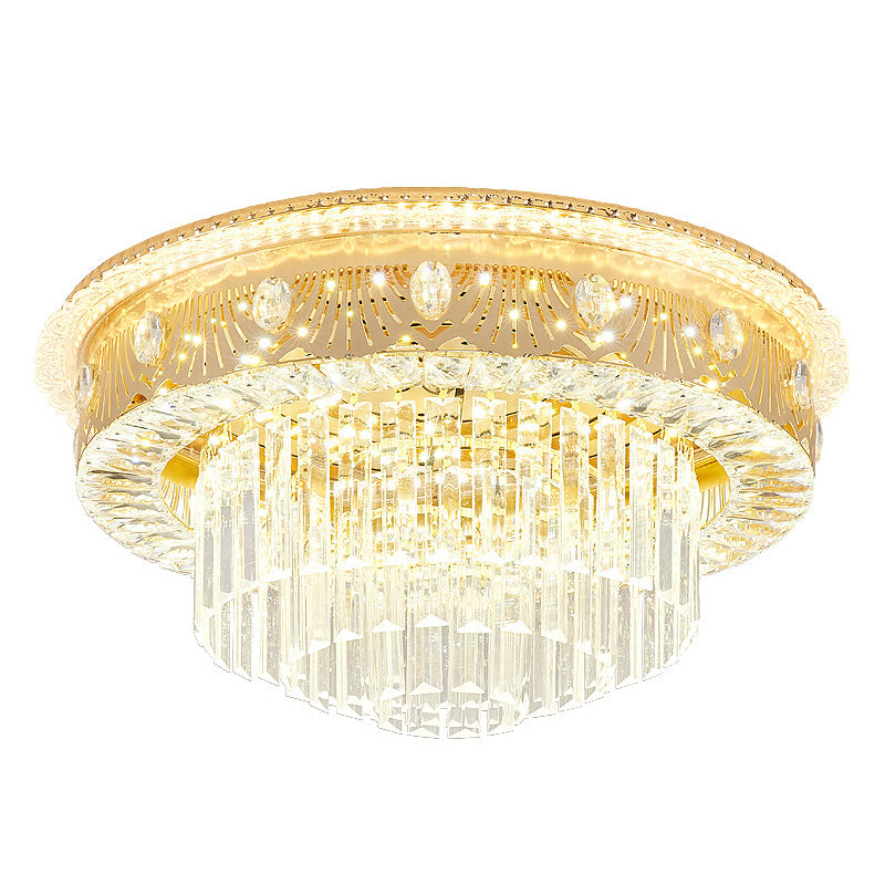 Multi-Layer Flush Ceiling Light Modern Crystal Bedroom LED Flush Mount Lighting in Gold