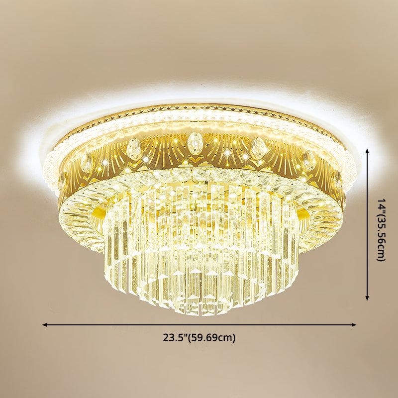 Multi-Layer Flush Ceiling Light Modern Crystal Bedroom LED Flush Mount Lighting in Gold
