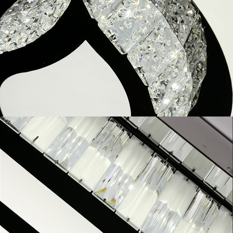 Stainless Steel Rectangle Flush Lamp Contemporary Crystal Flush Mount LED Light for Living Room