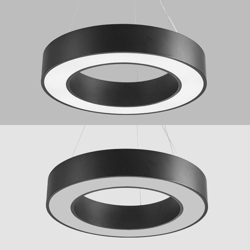 Hohlroundes Büroanhänger Deckenleuchte LED Moderner Beleuchtung Anhänger in Schwarz
