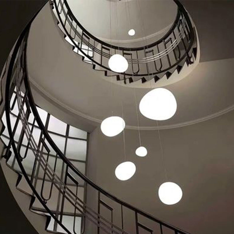 Wit kiezelvormige glazen ophanging Licht Moderne stijl Minimalisme Corridor Verlichtingsarmatuur met 70,8 "verstelbare draad