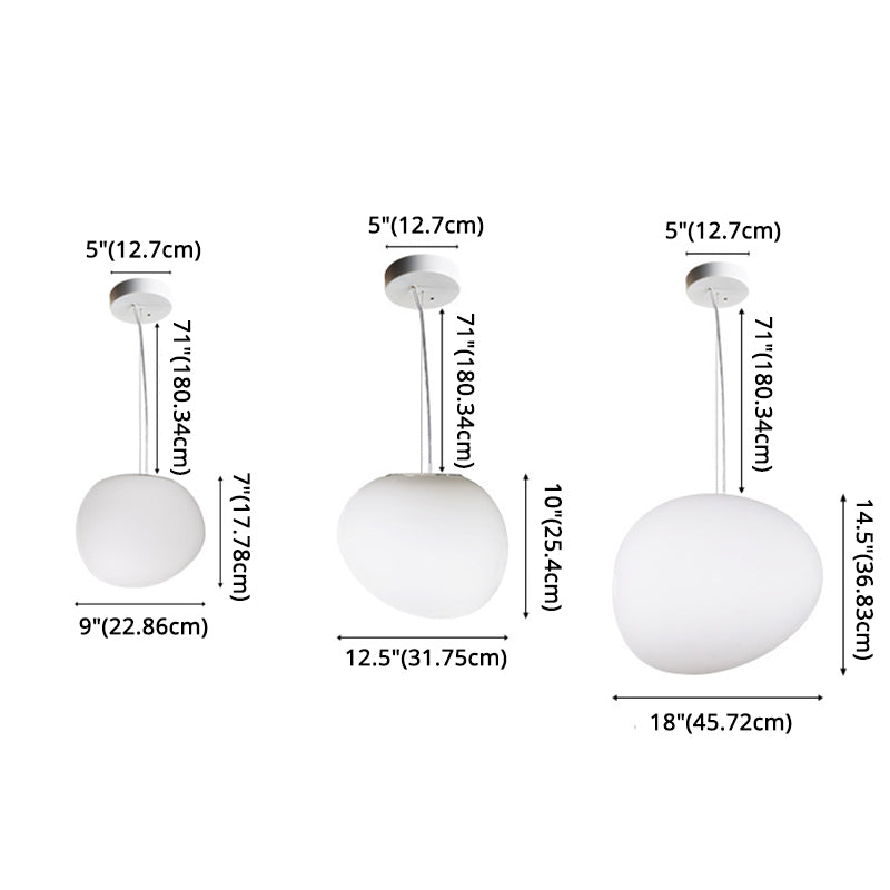 Wit kiezelvormige glazen ophanging Licht Moderne stijl Minimalisme Corridor Verlichtingsarmatuur met 70,8 "verstelbare draad