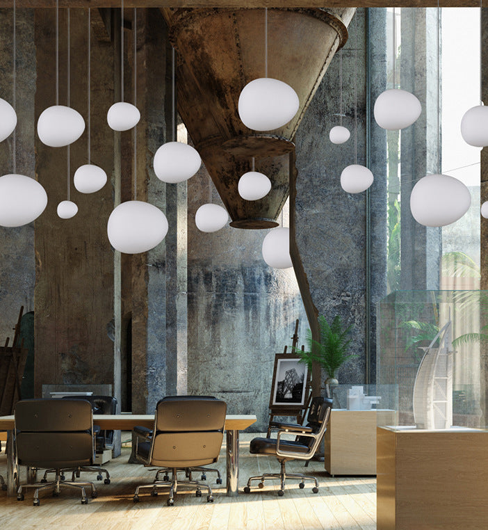 Wit kiezelvormige glazen ophanging Licht Moderne stijl Minimalisme Corridor Verlichtingsarmatuur met 70,8 "verstelbare draad