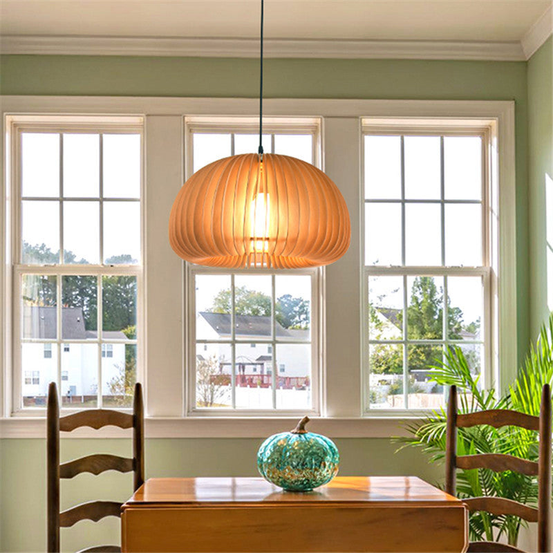 Syliments en bois massif de style japonais Shading Light Light 1-Light Pumpkin Shape Lighting Ayémorrat pour la salle à manger de cuisine
