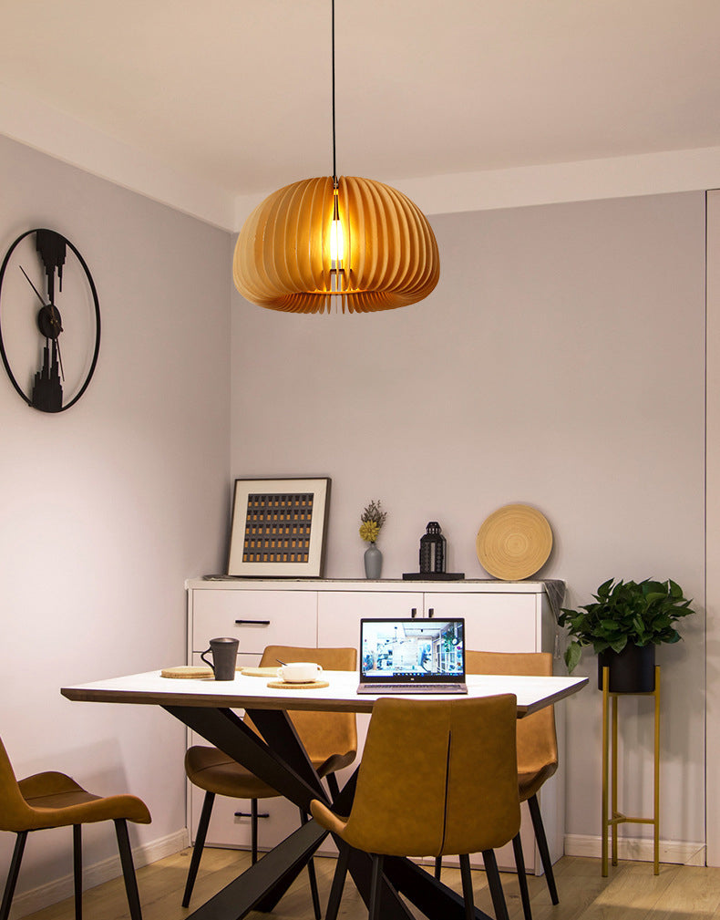 Syliments en bois massif de style japonais Shading Light Light 1-Light Pumpkin Shape Lighting Ayémorrat pour la salle à manger de cuisine