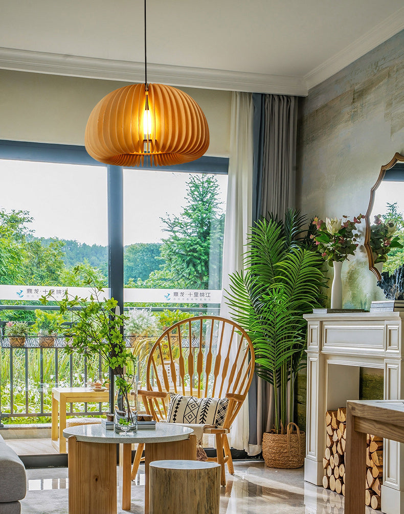 Syliments en bois massif de style japonais Shading Light Light 1-Light Pumpkin Shape Lighting Ayémorrat pour la salle à manger de cuisine