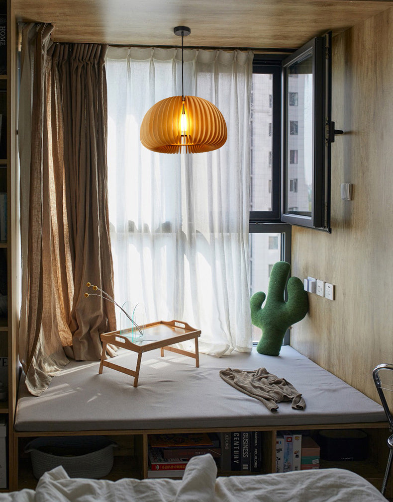 Syliments en bois massif de style japonais Shading Light Light 1-Light Pumpkin Shape Lighting Ayémorrat pour la salle à manger de cuisine