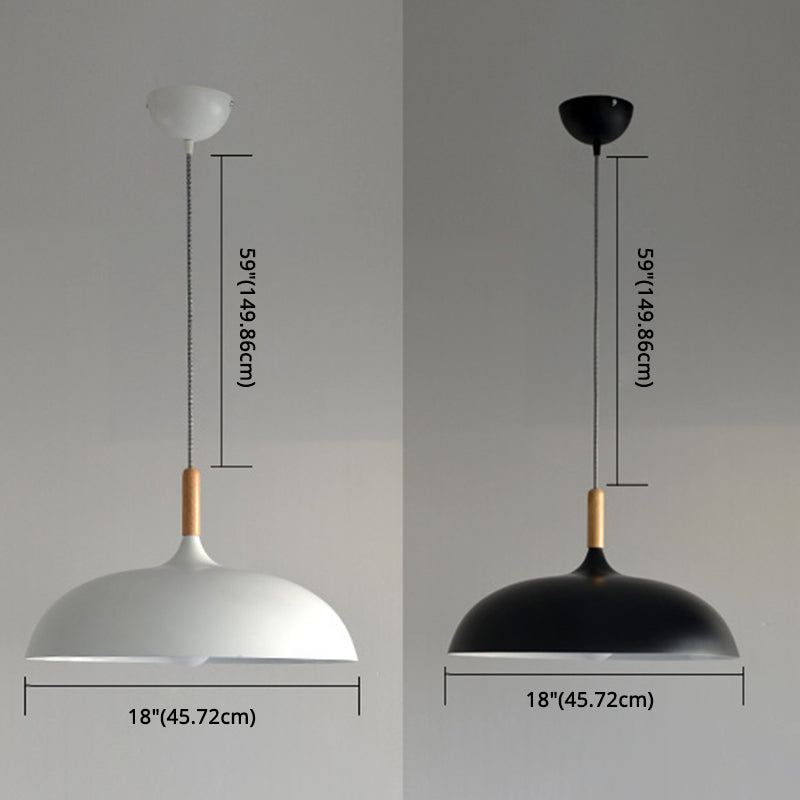 17,7 inch brede koepelophanging hanger aluminium schaduw enkel licht hangend licht met 59 "verstelbare draad