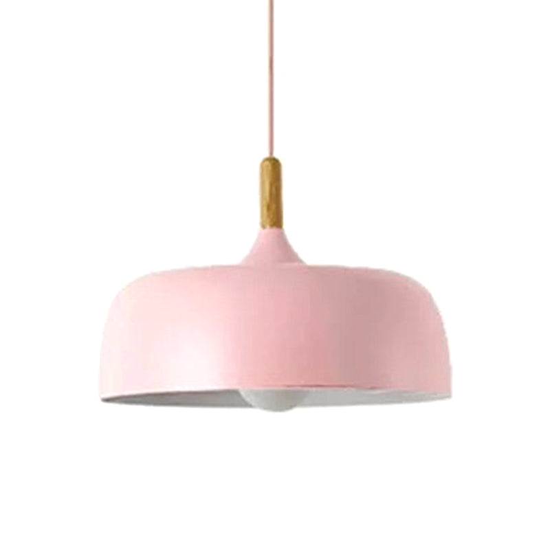 Macaroon Style Single Light Dome Shade Hanging Light 12.5" Wide Nordic Simplicity Lighting Fixture for Dining Room
