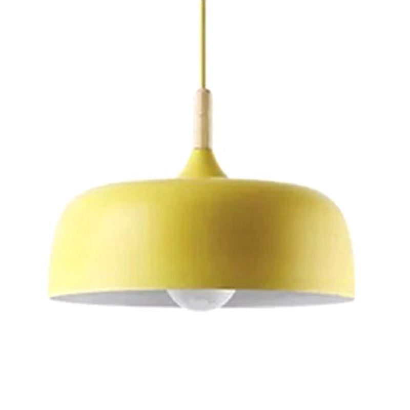 Macaroon Style Single Light Dome Shade Hanging Light 12.5" Wide Nordic Simplicity Lighting Fixture for Dining Room