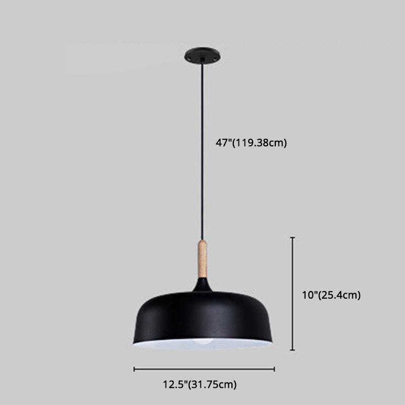 Macaroon Style Single Light Dome Shade Hanging Light 12.5" Wide Nordic Simplicity Lighting Fixture for Dining Room