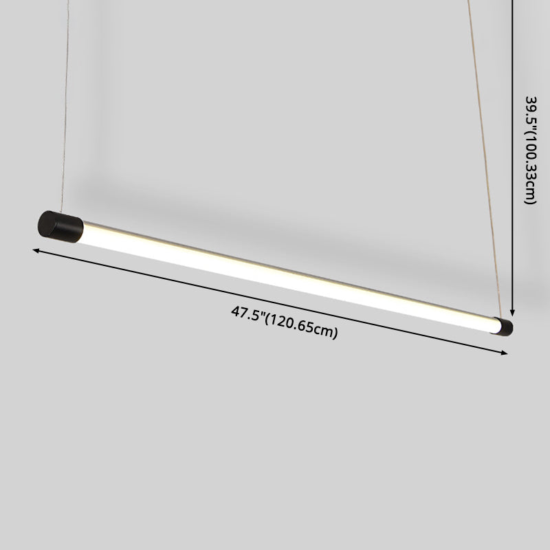 47 Inches Length Round Tube LED Island Light Modern Minimalism Long Bar Lighting Fixture for Office Business Room