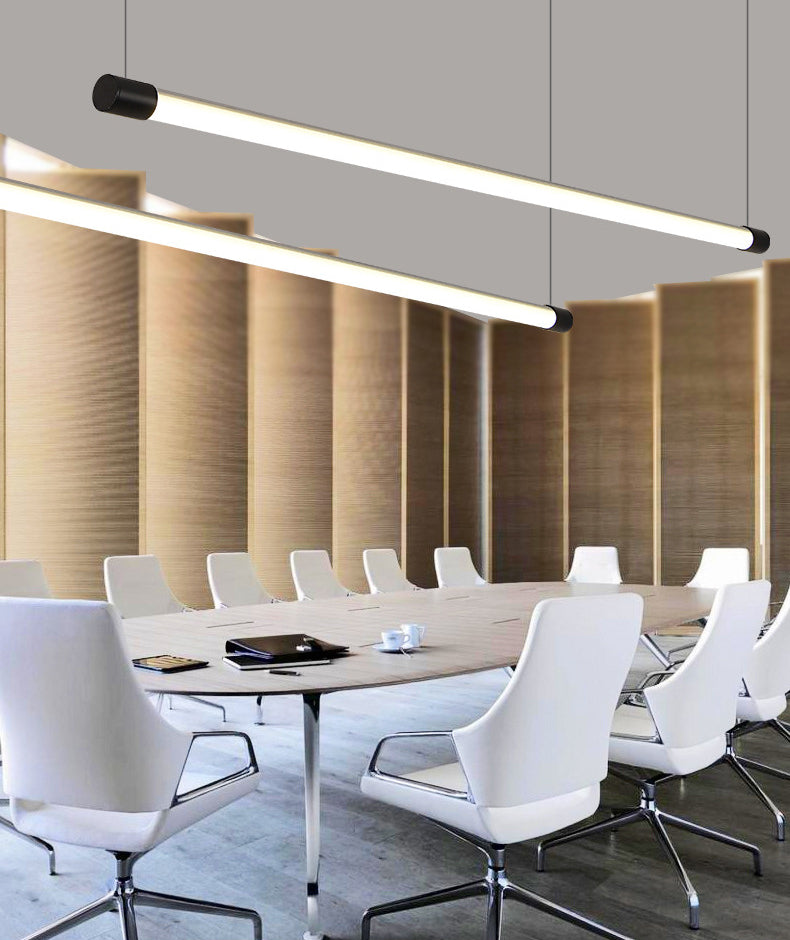 47 Inches Length Round Tube LED Island Light Modern Minimalism Long Bar Lighting Fixture for Office Business Room
