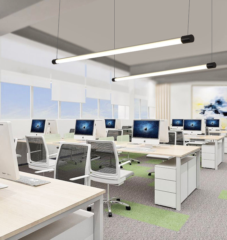 47 pouces de longueur ronde tube à led d'île Light Minimalisme moderne Aménagement d'éclairage à barre long pour la salle des affaires de bureau