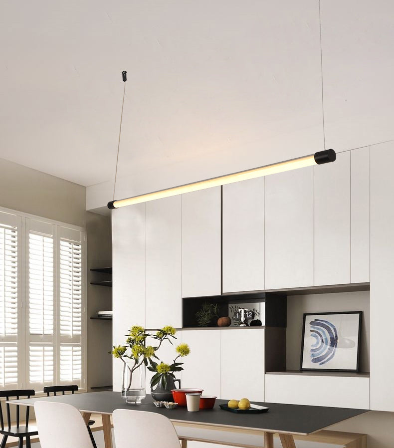 47 Inches Length Round Tube LED Island Light Modern Minimalism Long Bar Lighting Fixture for Office Business Room