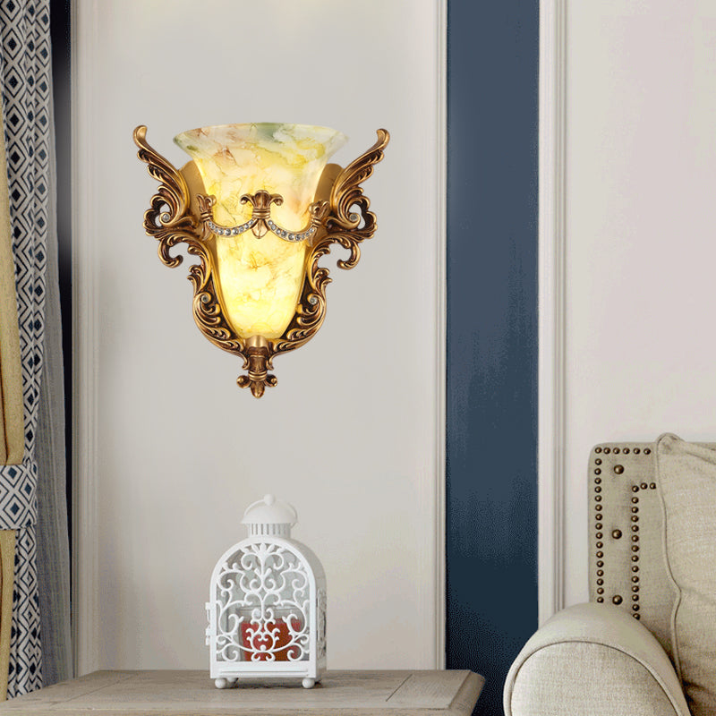 Retro Angel Wing Wall Mounted Lamp Single Resin Gold Finish Sconce Light Fixture