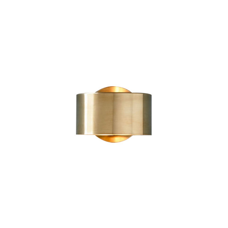 Cylinder Shade Mini Sconce Light Post-Modern 1 Light Metal Wall Light in Brass
