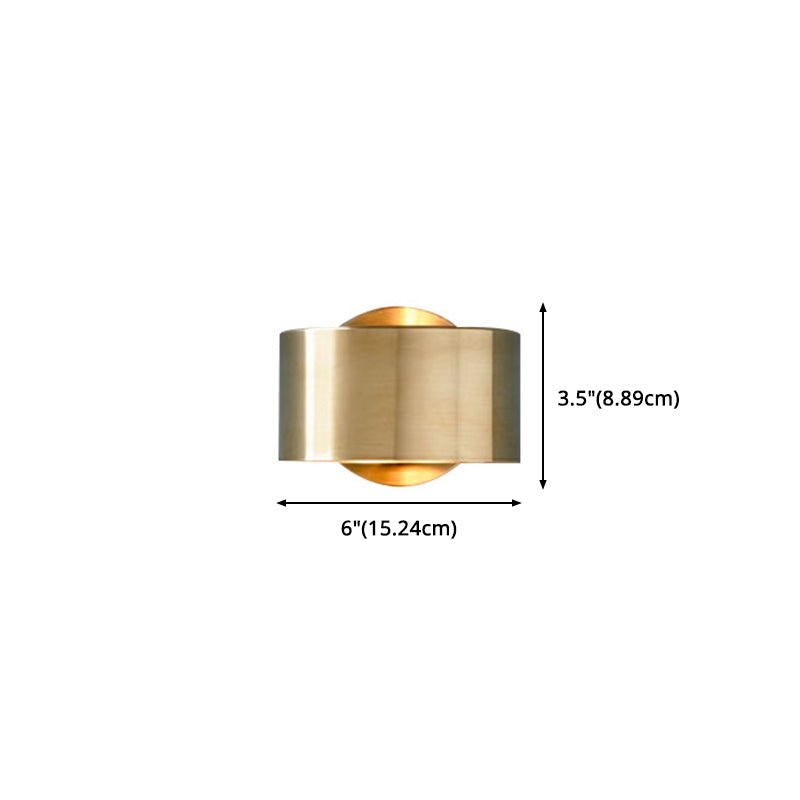 Cylinder Shade Mini Sconce Light Post-Modern 1 Light Metal Wall Light in Brass