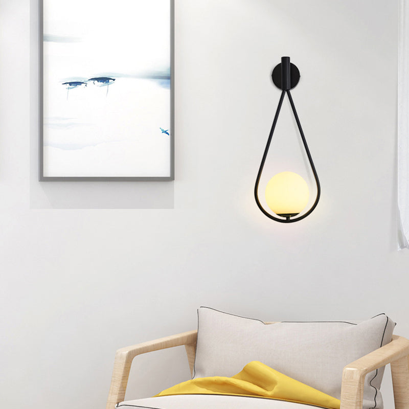 Glass Sphere Wall Sconce Modern Minimalism 1 Light Living Room Suspender Wall Lighting