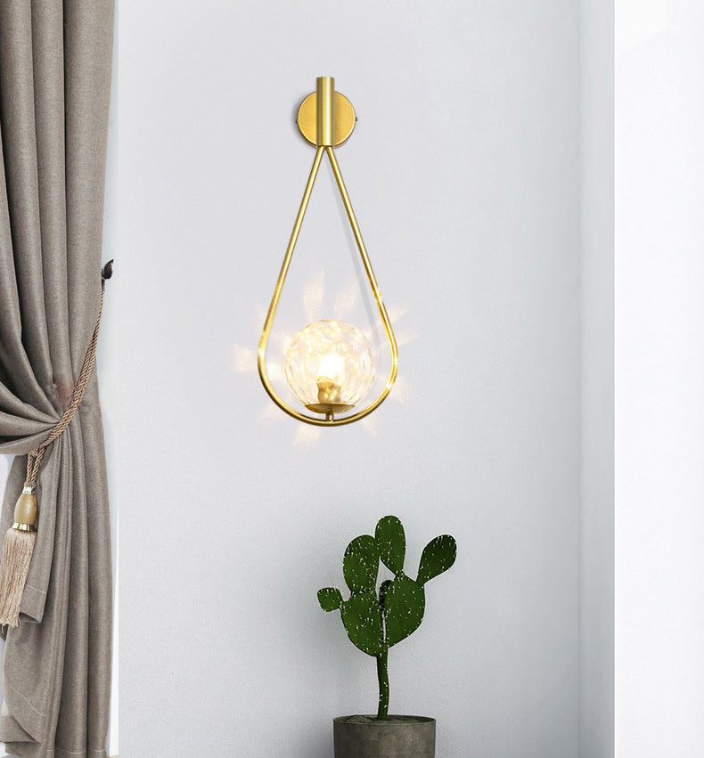 Glass Sphere Wall Sconce Modern Minimalism 1 Light Living Room Suspender Wall Lighting