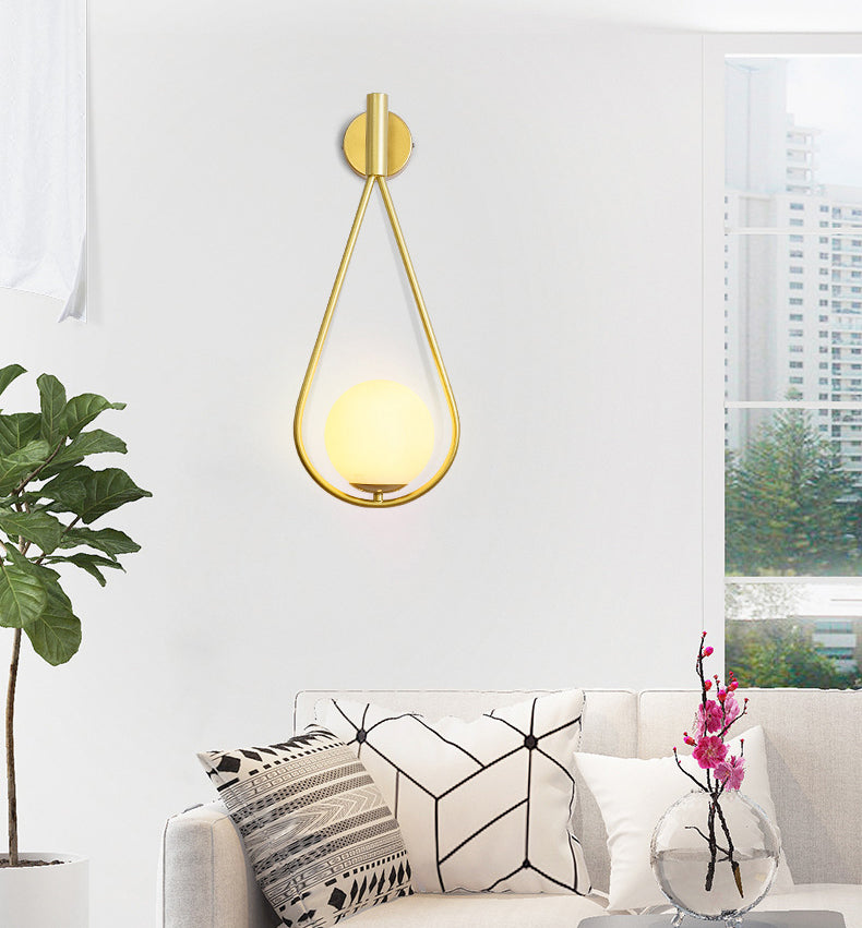 Glass Sphere Wall Sconce Modern Minimalism 1 Light Living Room Suspender Wall Lighting