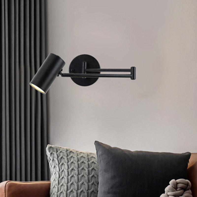 Metal 1 Light Wall Sconce Modern Cilindrico a parete a parete con braccio regolabile per camera da letto