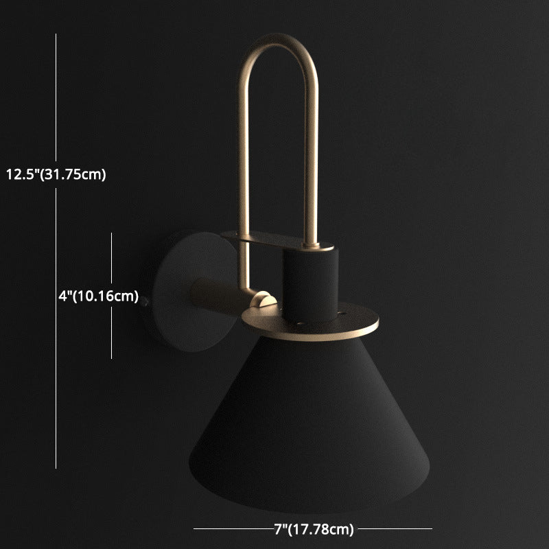 12" H Nordic Macaroon Style Metal Wall Sconce Single Bulb Cone Shade Wall Lamp for Bedroom