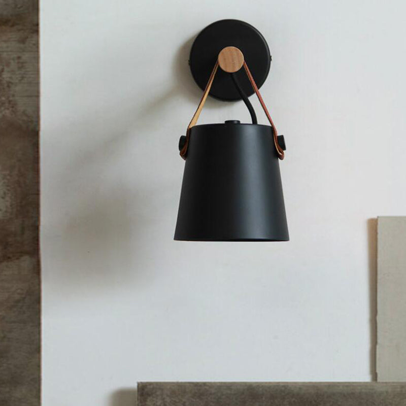 Lámparas de pared cónicas montado en la pared apliques de pared de madera ultra moderna con cinturón para dormitorio