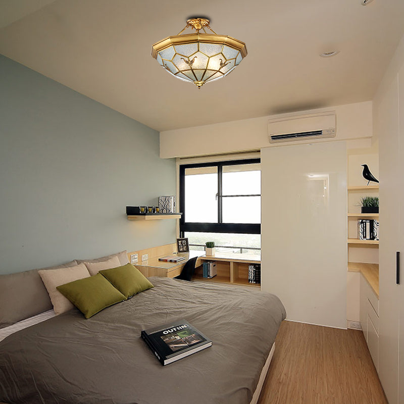 Prism Living Room Semi-Flush Mount Colonial Seeded Glass 4/6 Bulbs Brass Ceiling Light Fixture, 19.5"/25.5" W