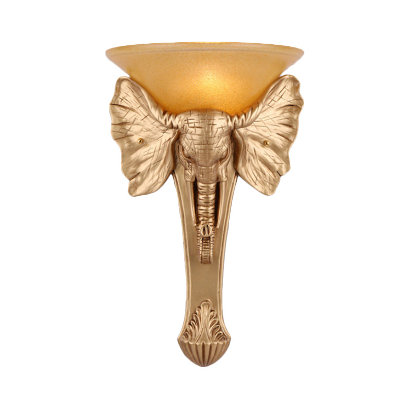 Single Resin Wall Light Colonial Style Gold Finish Elephant Flush Mount Wall Sconce