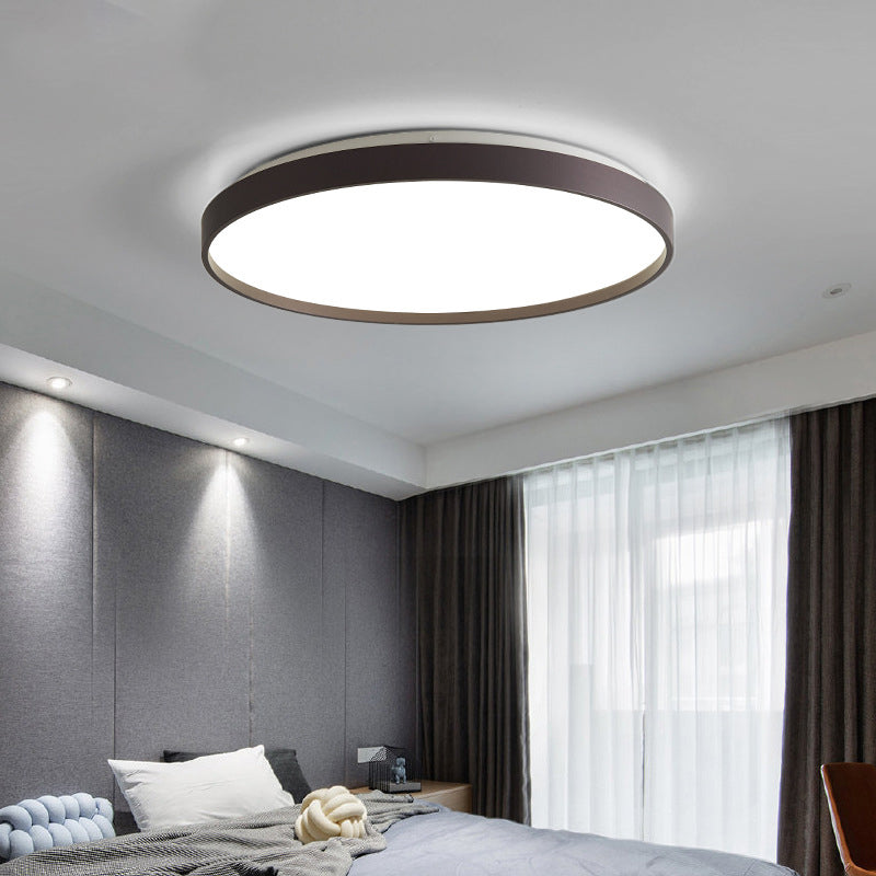 Plafonnier rond simple en métal pour salle d'étude, éclairage LED encastré avec diffuseur en acrylique
